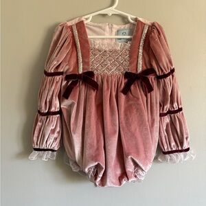 Petite Maison Kids Velvet Juliette Romper 2T Beaded Embellished Luxury Feminine